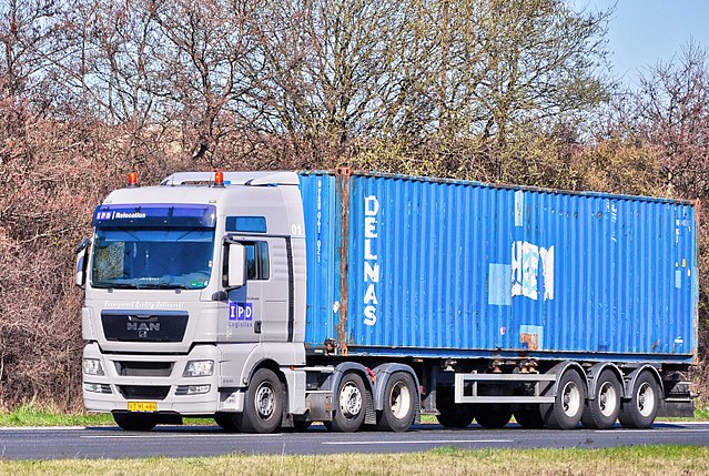 white lorry truck with blue trailer white lorry truck with blue trailer