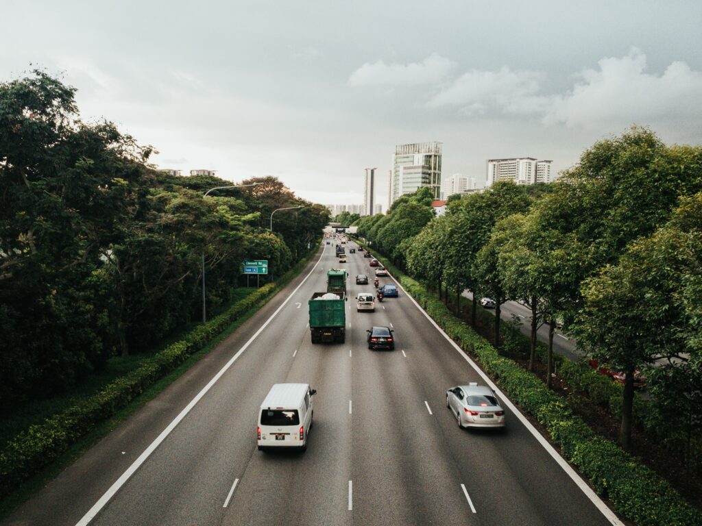 Picture of a motorway from a drone Picture of a motorway from a drone