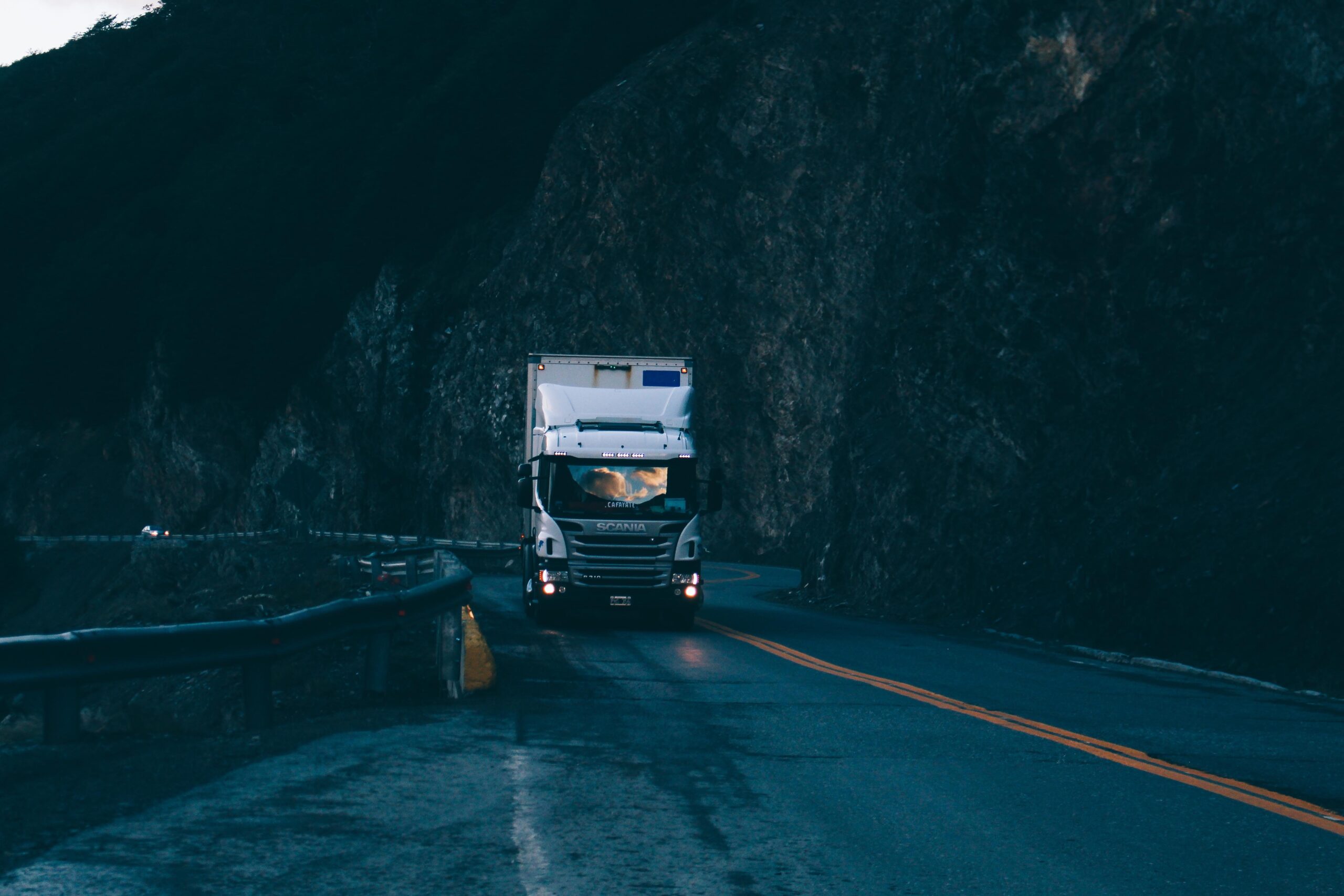 HGV Class 1 Lorry on cliffside road HGV Class 1 Lorry on cliffside road